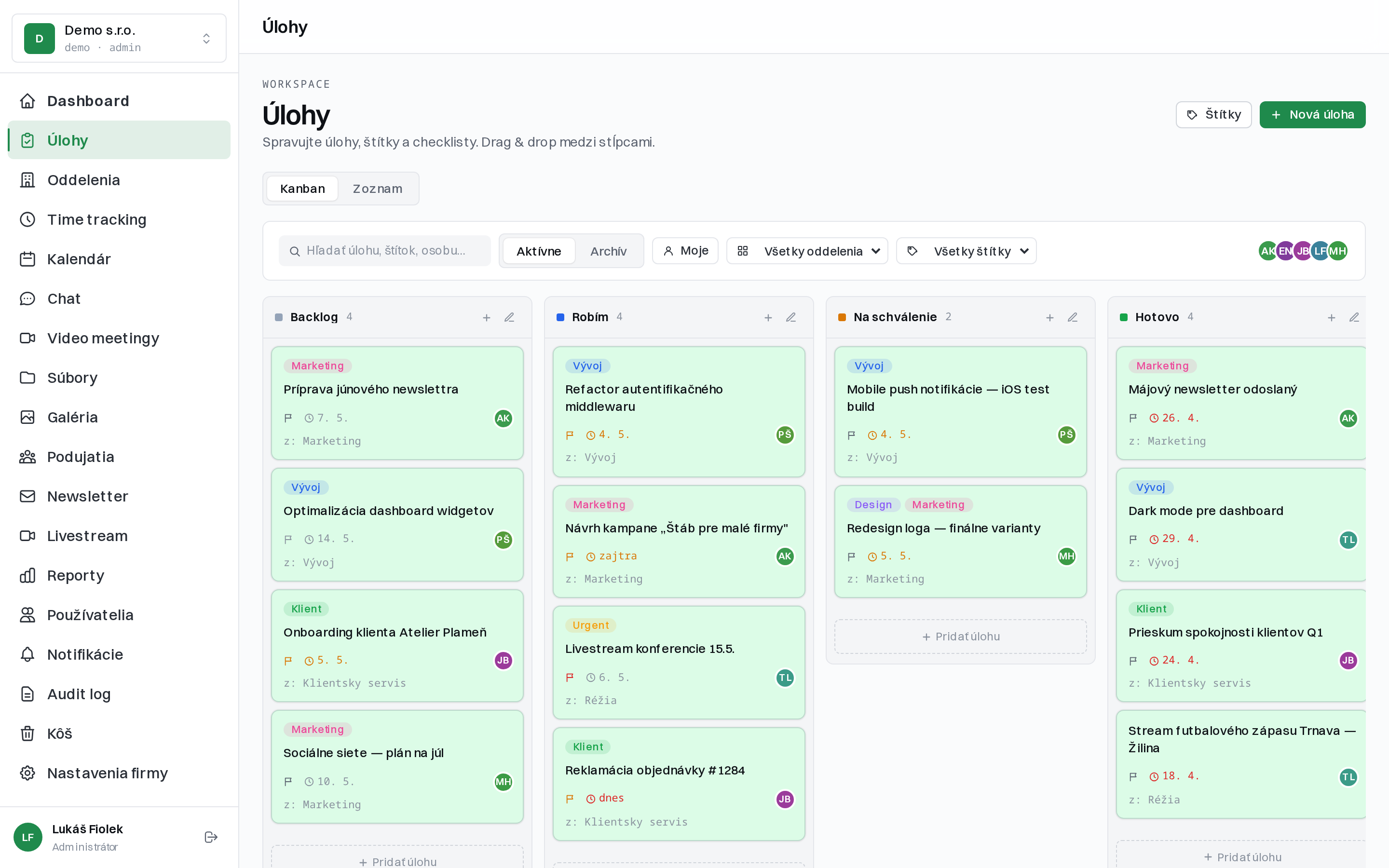 Štáb — Task manager pre slovenské firmy